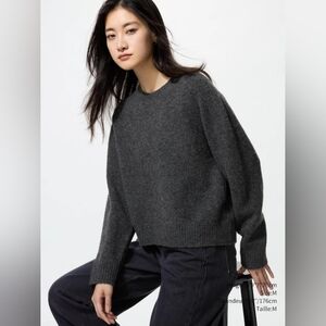 Wool Blend Charcoal Crewneck Sweater